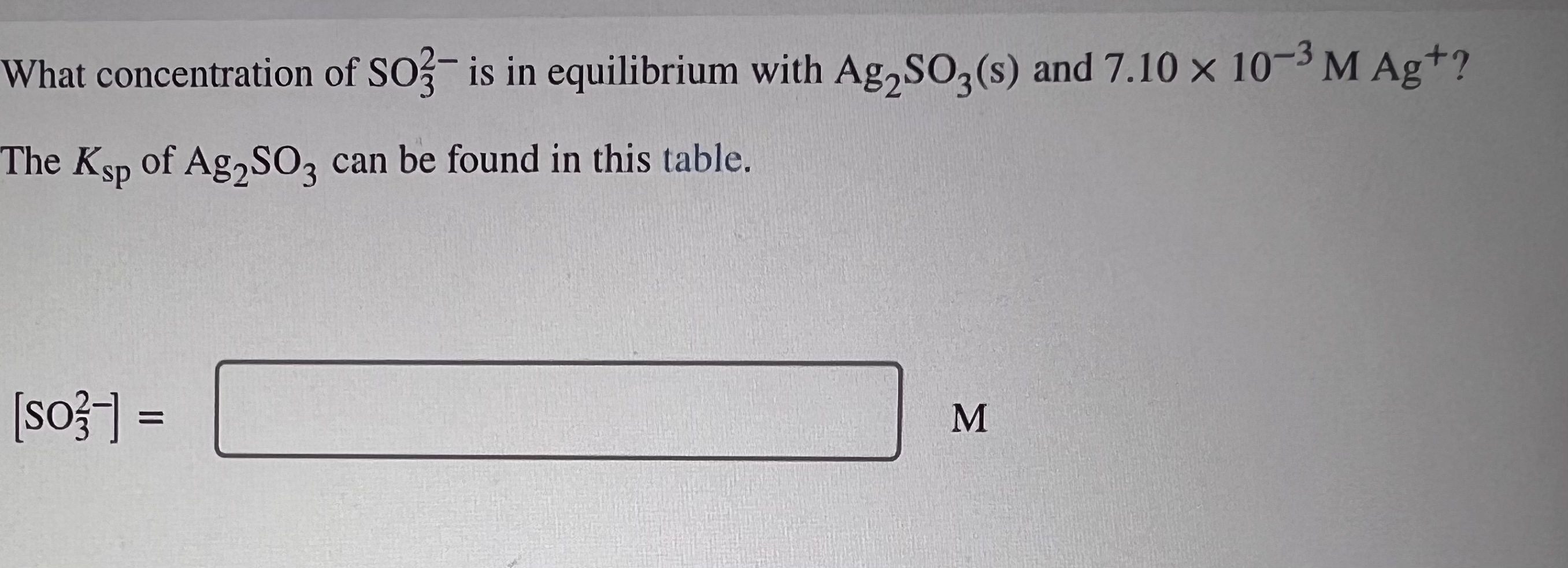 Solved What concentration of SO32− is in equilibrium with | Chegg.com