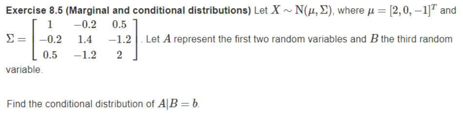 Solved Exercise 8.5 (Marginal and conditional distributions) | Chegg.com