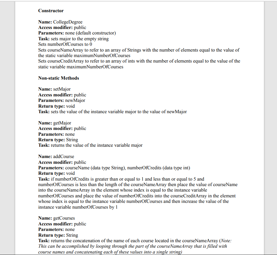 Solved Step 1 Develop the following class: Class Name: | Chegg.com