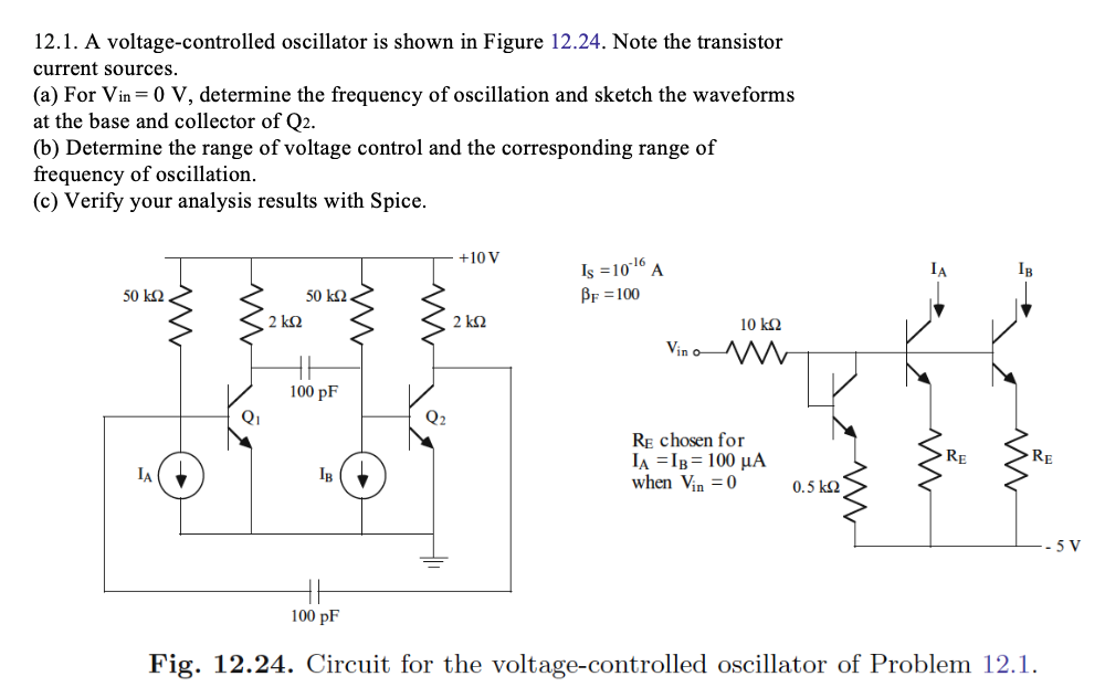 Solved 12.1. A voltagecontrolled oscillator is shown in