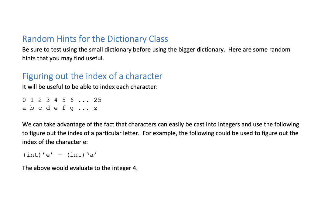 Part 4a: Dictionary Prefix Data Structure To store | Chegg.com