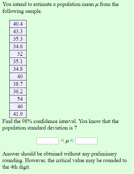 Solved You intend to estimate a population mean following | Chegg.com