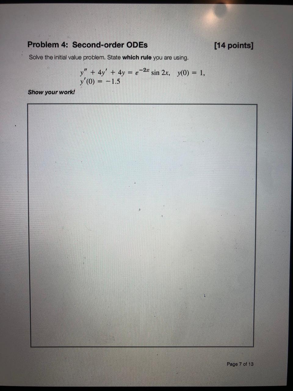 Solved Problem 4: Second-order ODES (14 Points] Solve The | Chegg.com