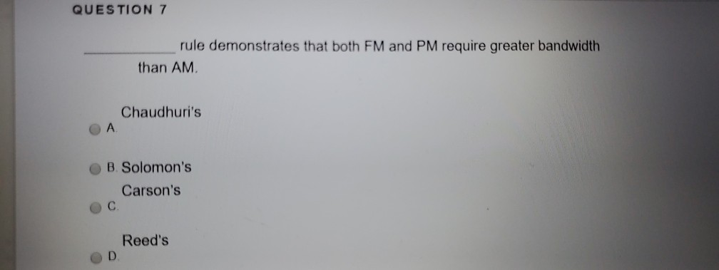 Solved QUESTION 7 rule demonstrates that both FM and PM | Chegg.com