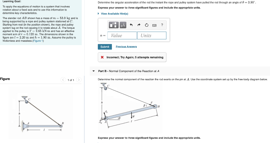 Solved Determine the angular acceleration of the rod the | Chegg.com