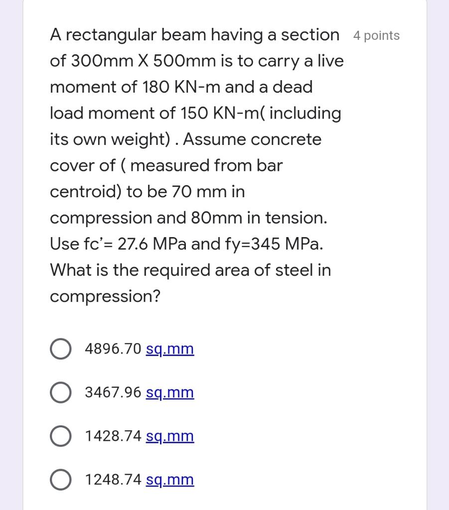 Solved A Rectangular Beam Having A Section 4 Points Of 300mm | Chegg.com