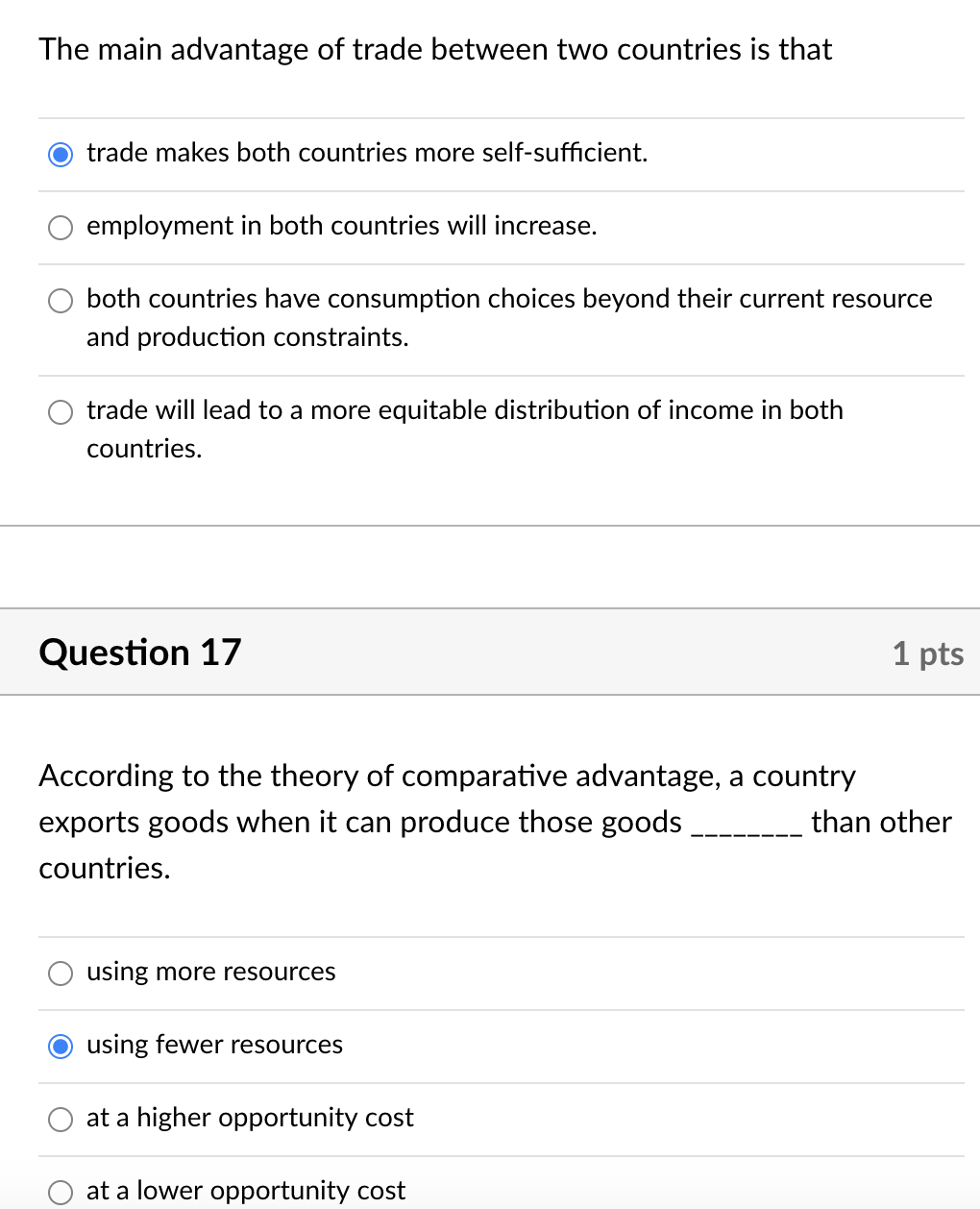 Solved The main advantage of trade between two countries is