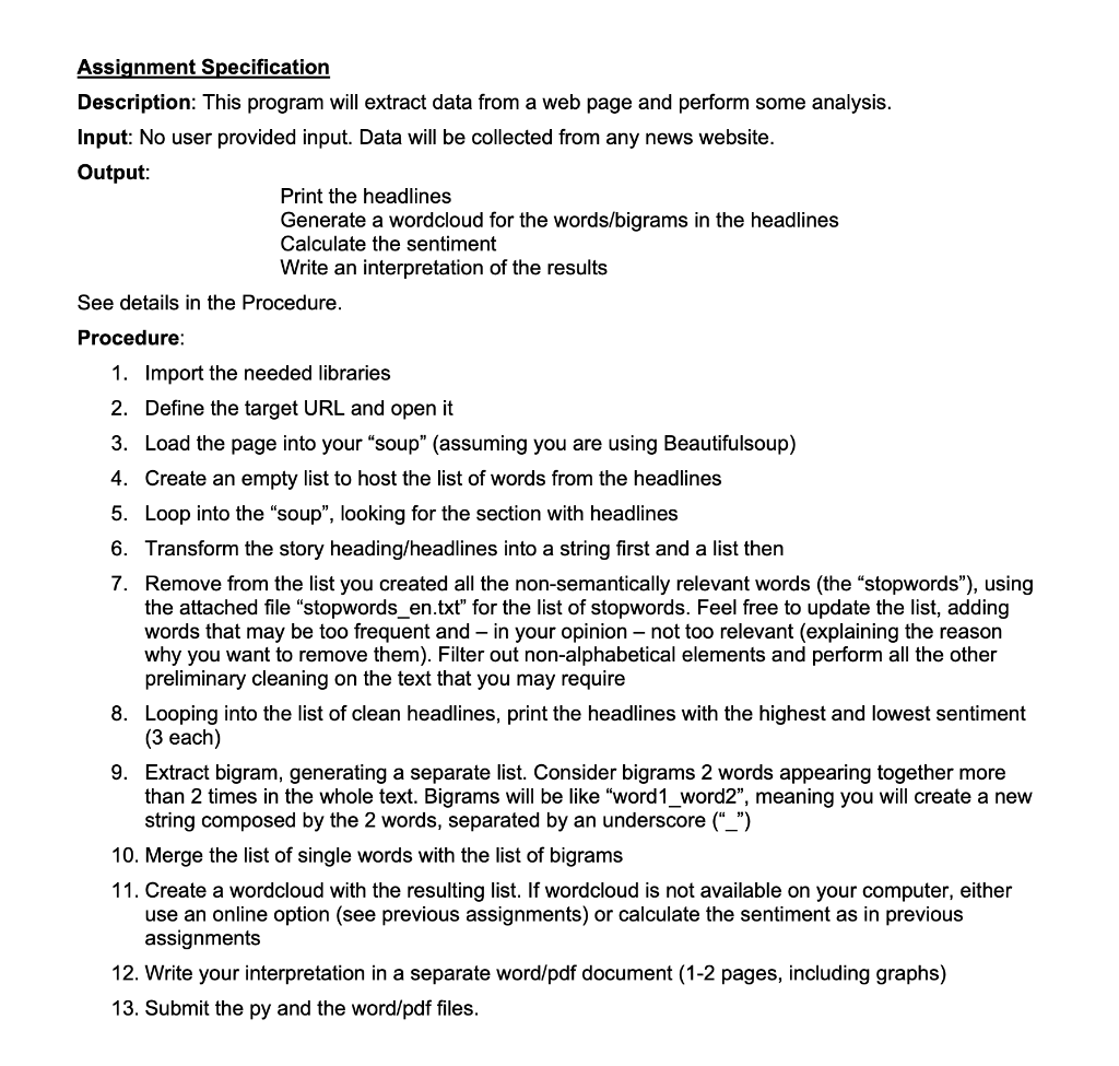 Assignment Specification Description: This program | Chegg.com