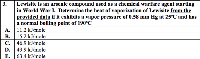Solved 3. Lewisite is an arsenic compound used as a chemical | Chegg.com