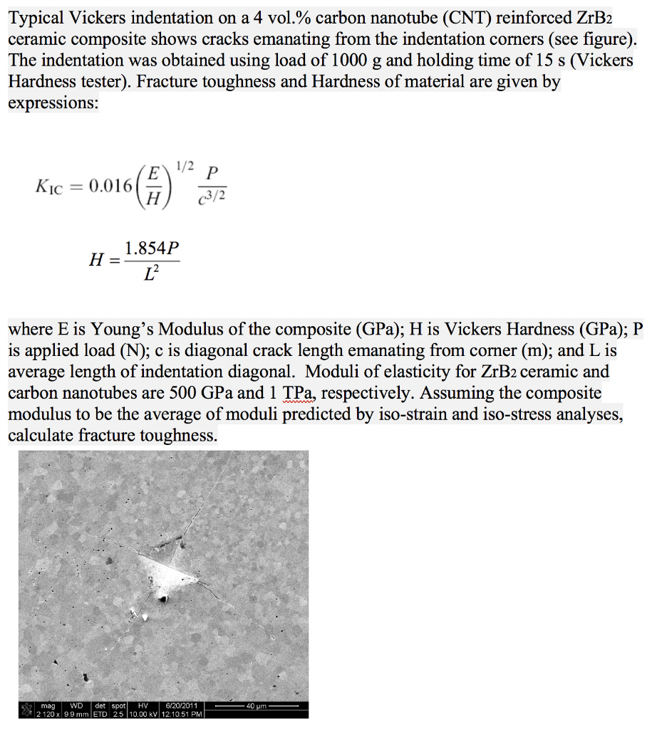 Solved Typical Vickers Indentation On A 4 Vol Carbon Na Chegg Com