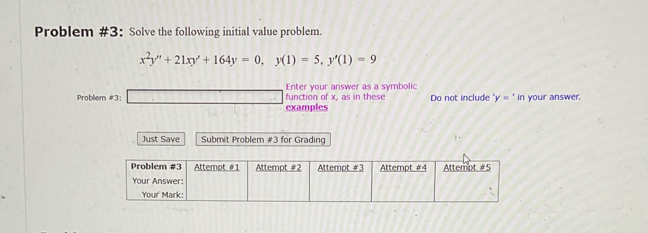 Solved Problem #3: Solve the following initial value | Chegg.com
