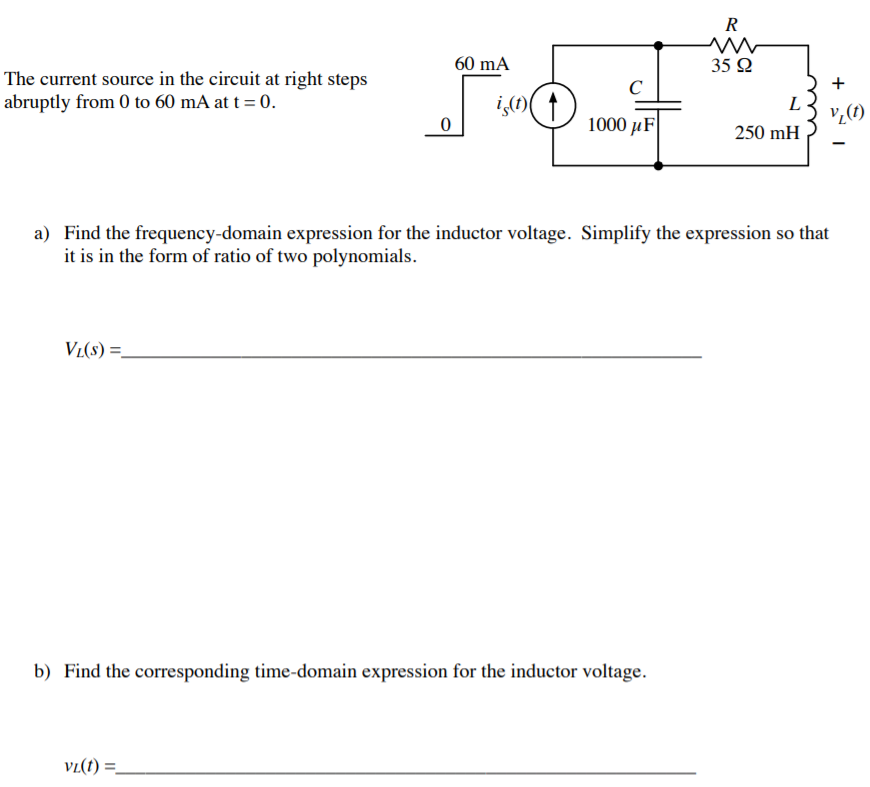 Solved R 60 mA 35 Ω The current source in the circuit at | Chegg.com