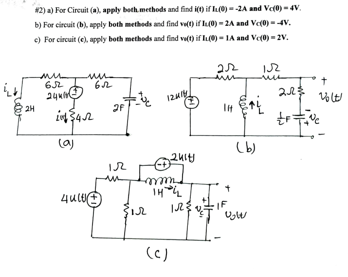 \#2) a) For Circuit (a), apply both,methods and find | Chegg.com
