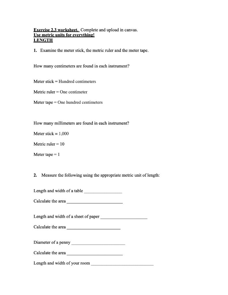 Solved: Exercise 25.25 Worksheet. Complete And Upload In Can With Reading A Metric Ruler Worksheet