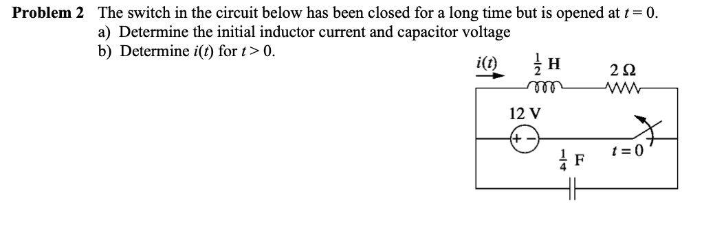 Solved Problem 2 The switch in the circuit below has been | Chegg.com