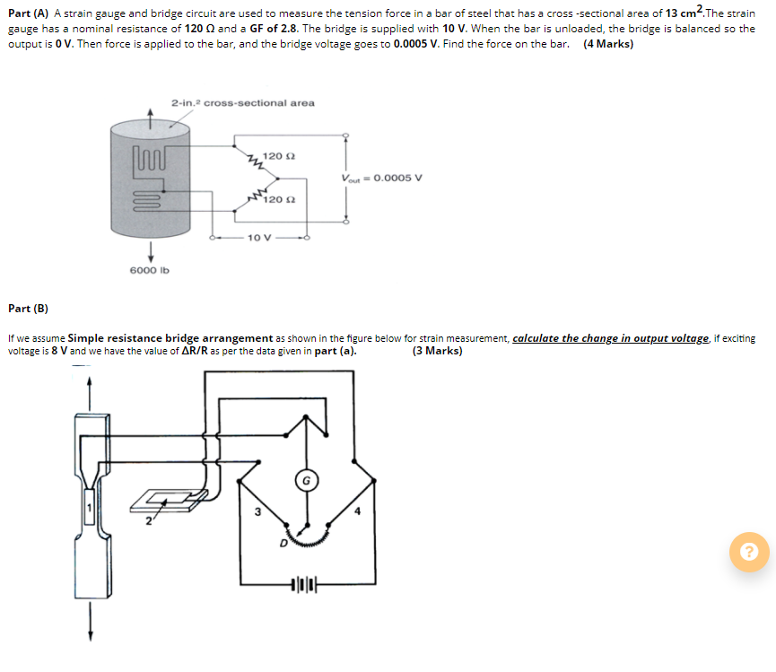 Solved Part (A) A Strain Gauge And Bridge Circuit Are Used | Chegg.com