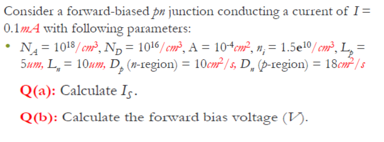 Solved Consider a forward-biased pn junction conducting a | Chegg.com