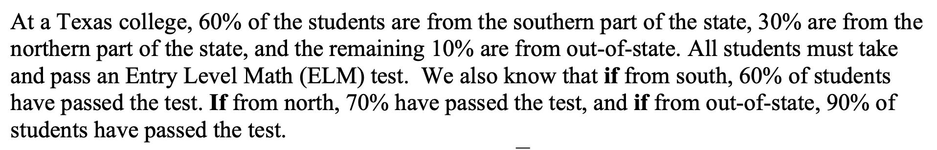 Solved At a Texas college, 60% of the students are from the | Chegg.com