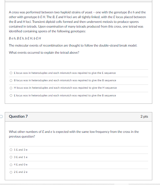 A Cross Was Performed Between Two Haploid Strains Of | Chegg.com