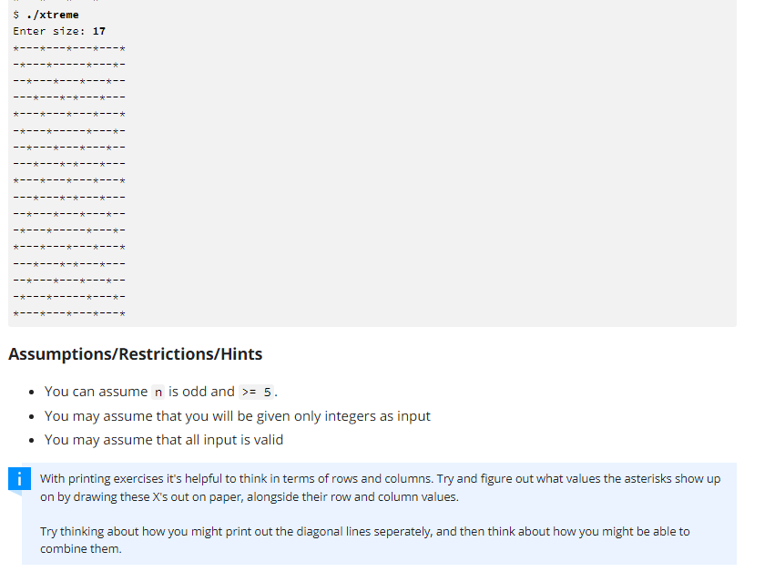 Solved Write a program called x treme. c that reads an (odd) | Chegg.com