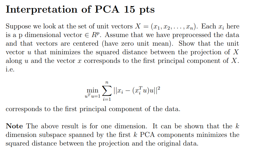 Solved Interpretation Of Pca Pts Suppose We Look At The Chegg Com