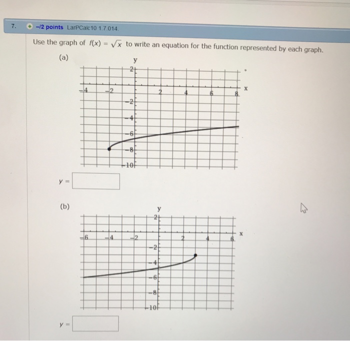 Solved 7.-12 points LarPCalc 10 1.7.014 Use the graph of fx) | Chegg.com