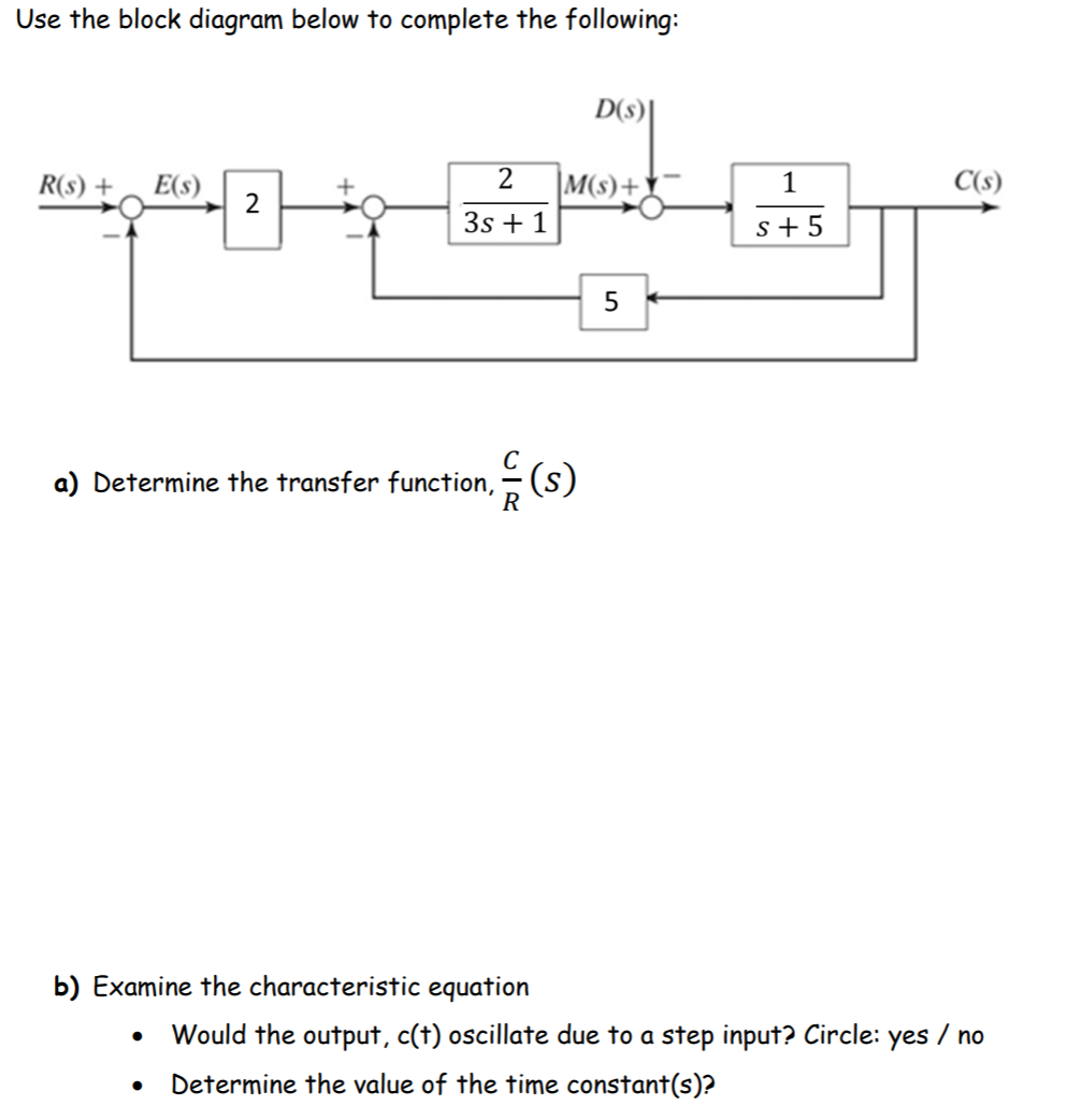 Solved Use the block diagram below to complete the | Chegg.com