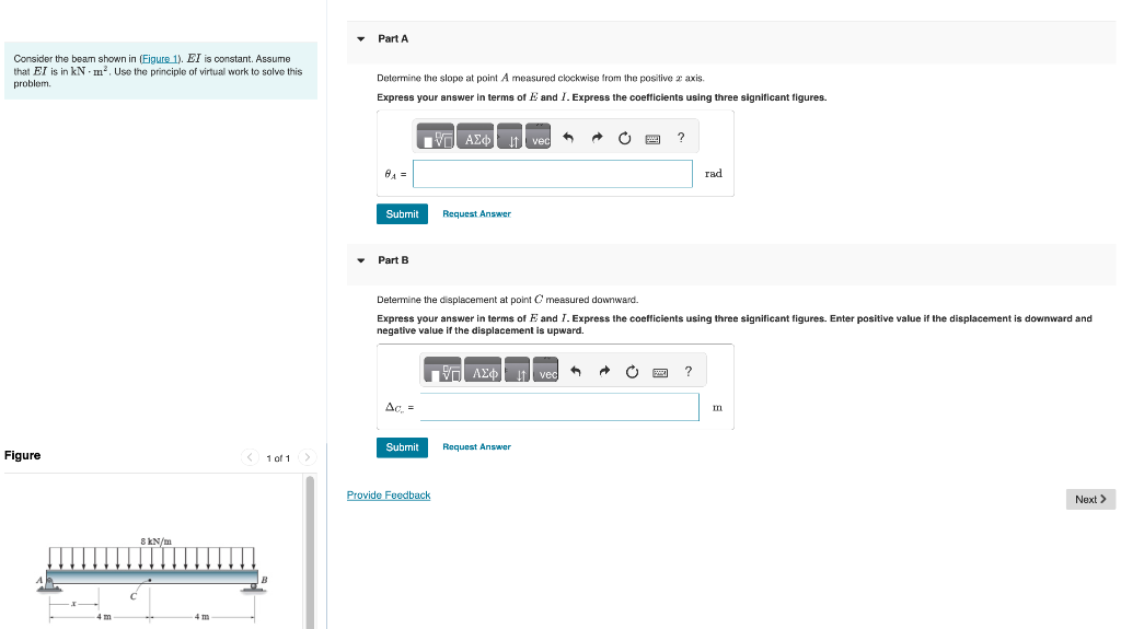Solved Consider the beam shown in (Figure 1). EI is | Chegg.com