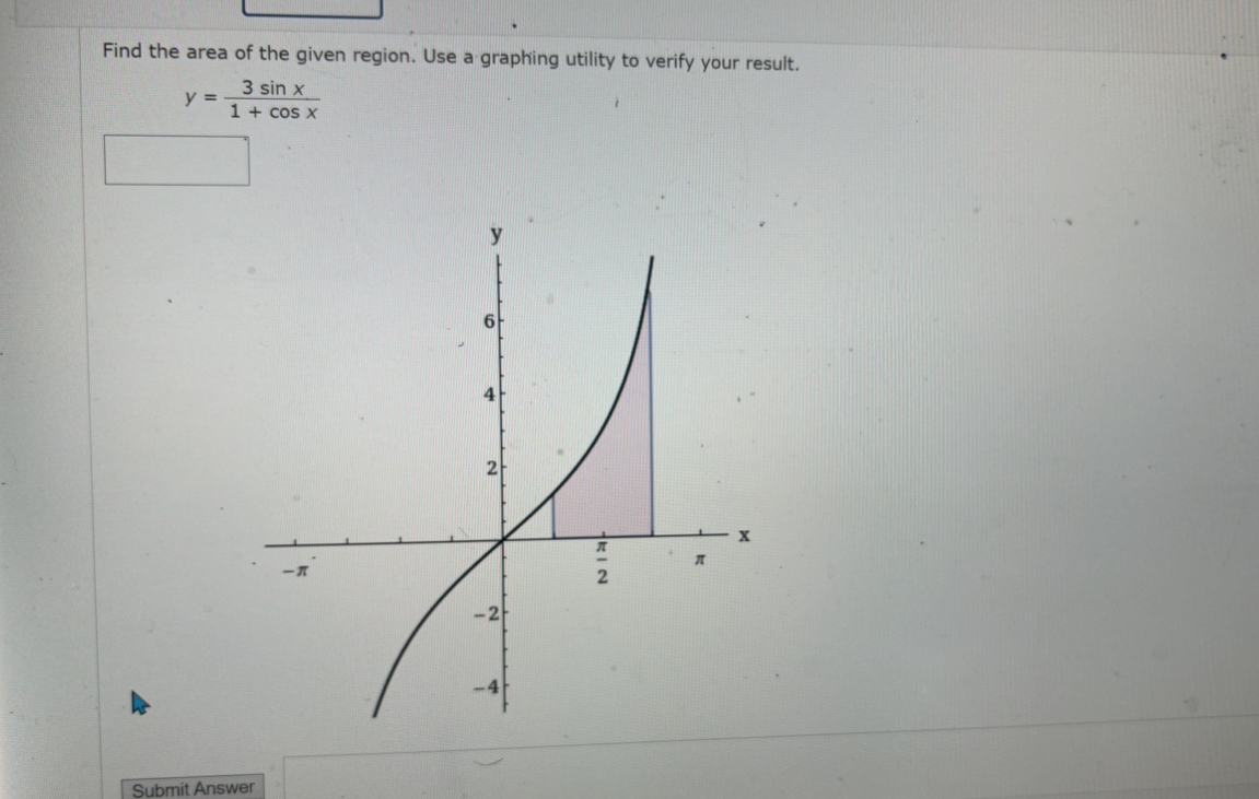 Solved Find the area of the given region. Use a graphing | Chegg.com
