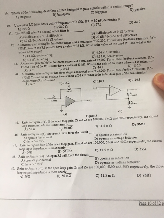 Solved 39. Which of the following describes a filter | Chegg.com