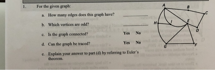 Solved 1. For the given graph: a. How many edges does this | Chegg.com