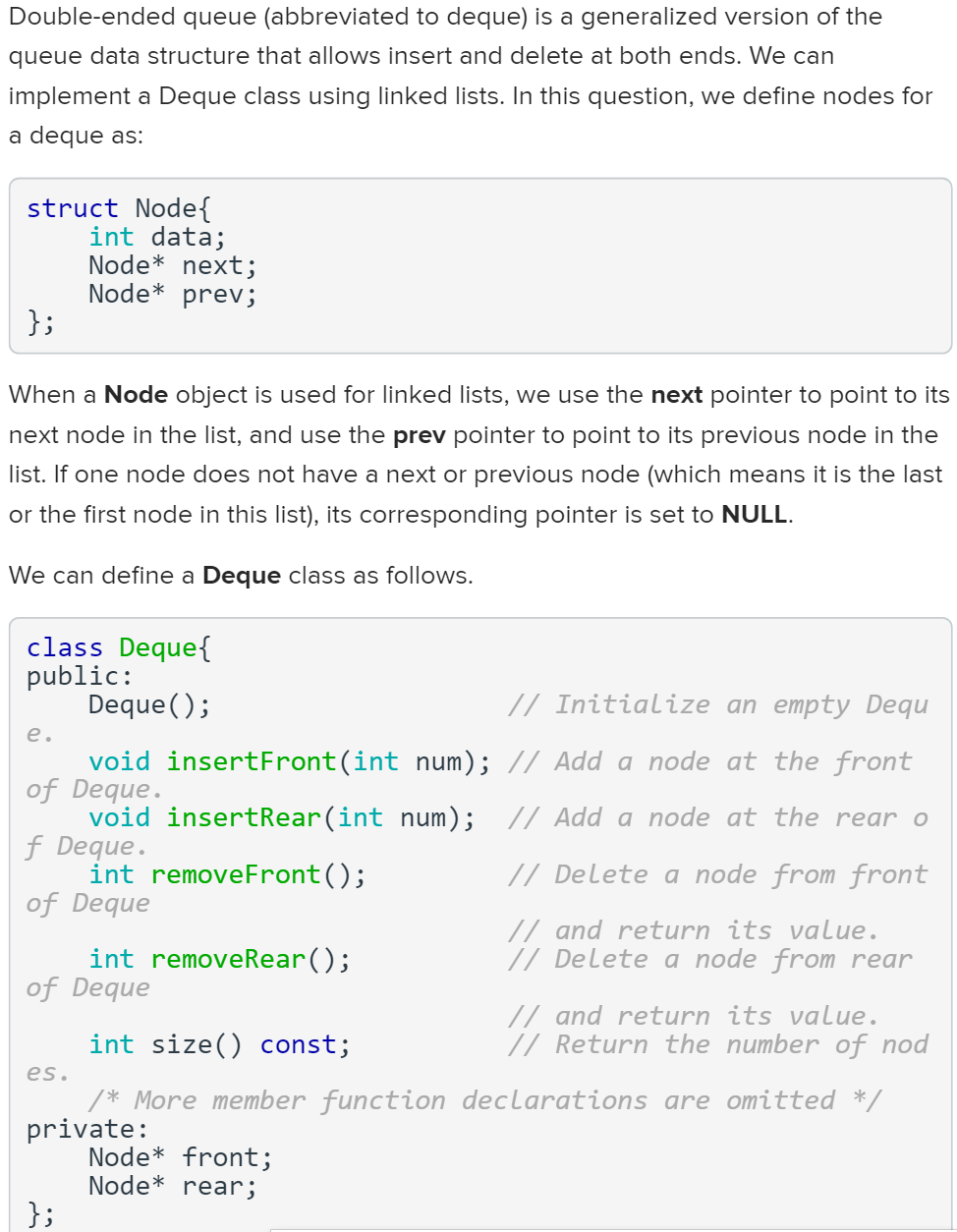 Double-ended queue (abbreviated to deque) is a | Chegg.com