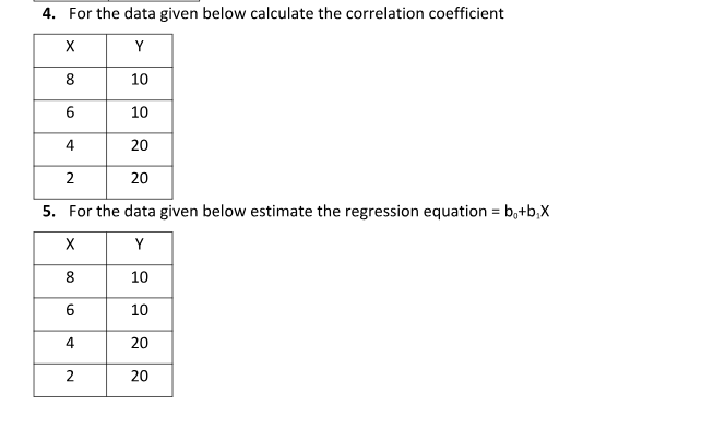 Solved 4. For the data given below calculate the correlation | Chegg.com