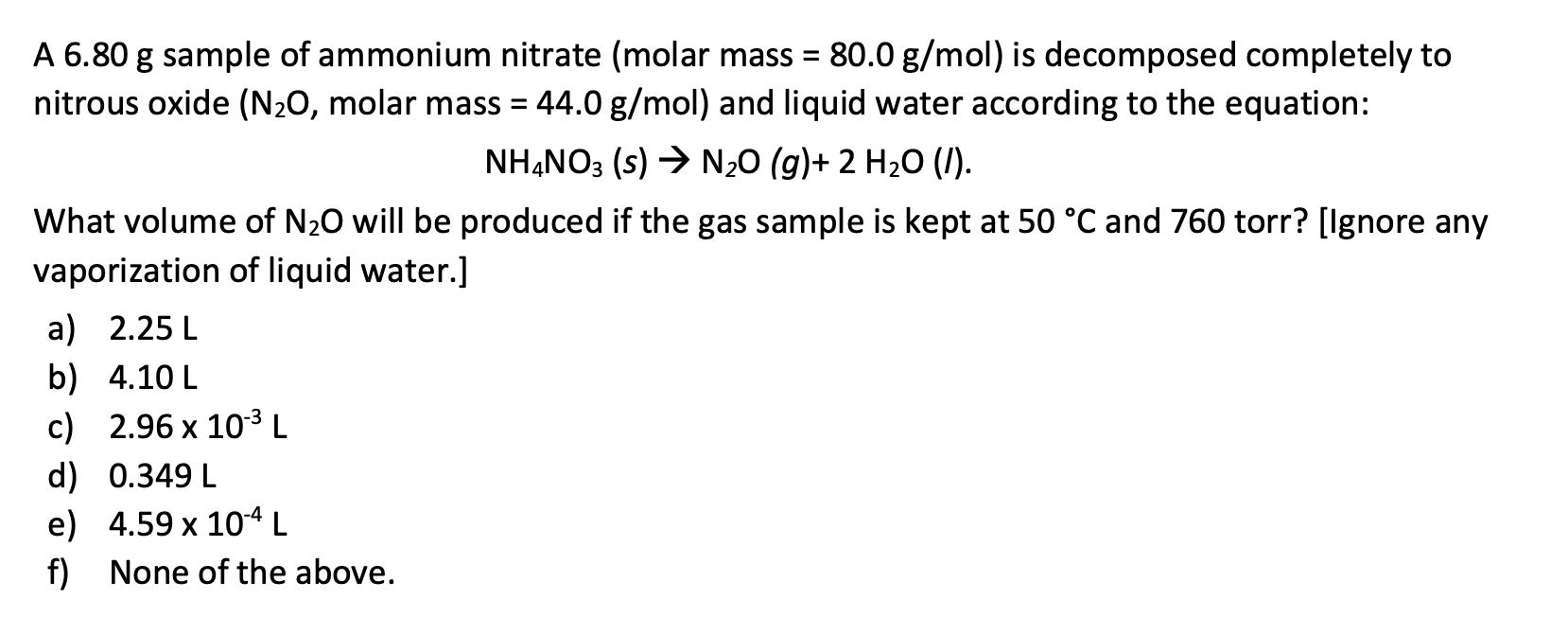 what is the molar mass g mol of ammonium nitrate