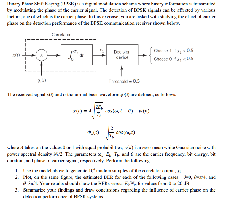 Solved Binary Phase Shift Keying (BPSK) is ﻿a digital | Chegg.com