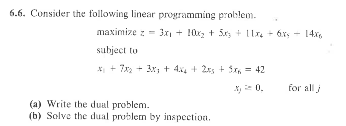Solved 6.6. Consider the following linear programming | Chegg.com