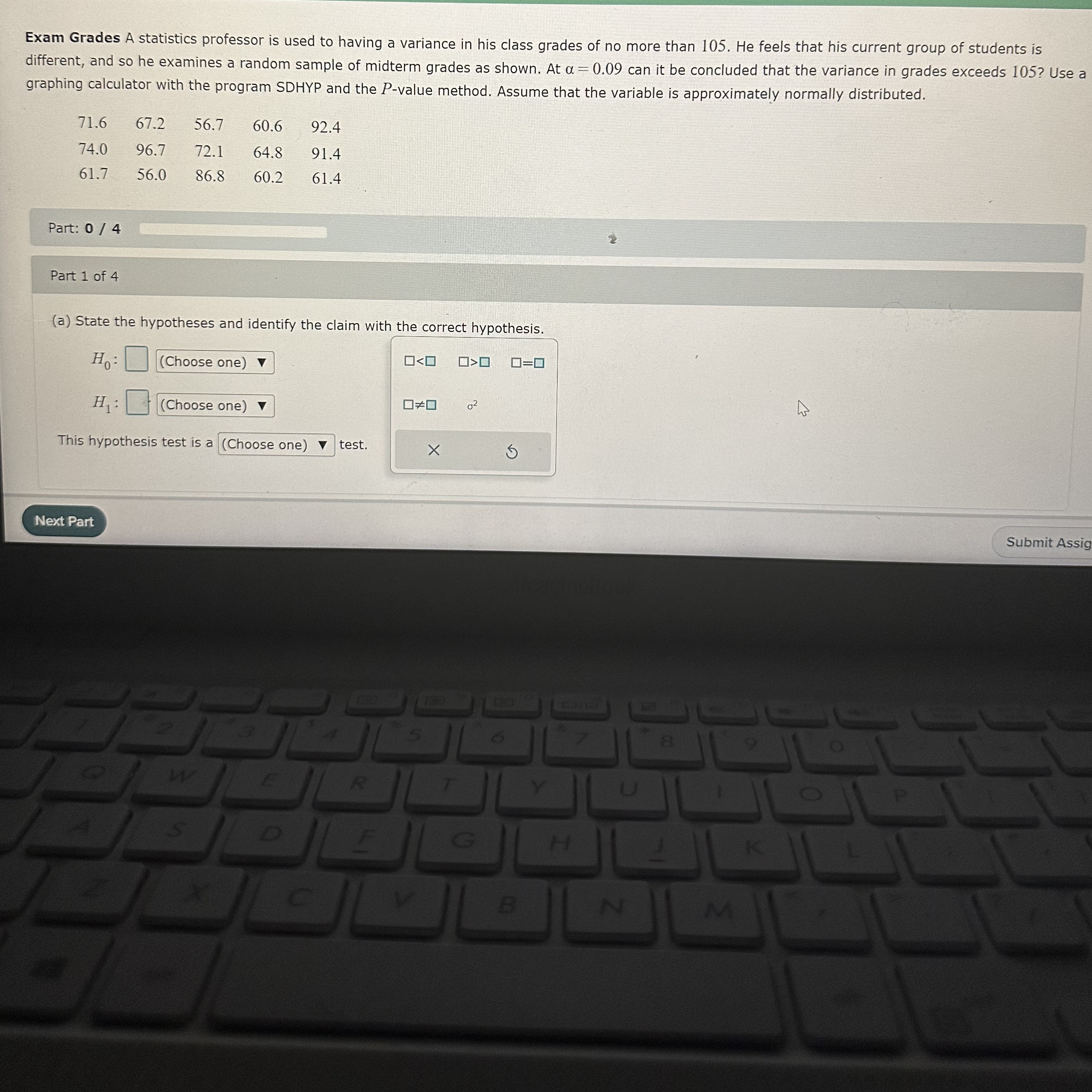 Solved Exam Grades A statistics professor is used to having | Chegg.com