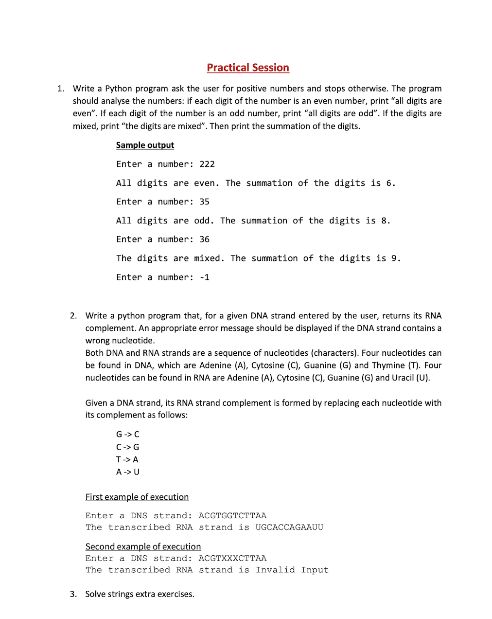 Solved Practical Session 1. Write A Python Program Ask The | Chegg.com