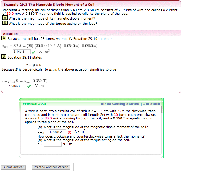 Solved Example 29.3 The Magnetic Dipole Moment of a Coil | Chegg.com