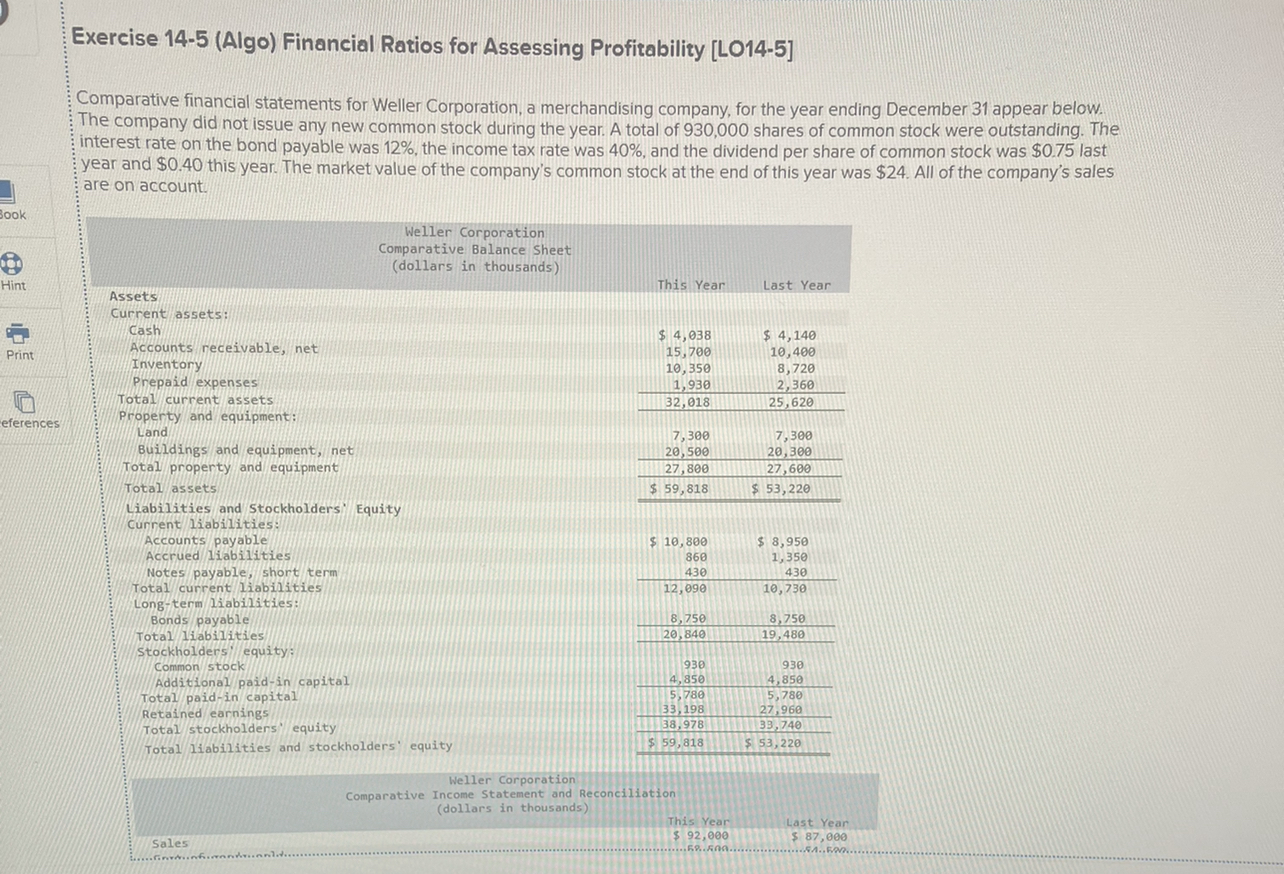 Solved Required: Compute the following financial data for | Chegg.com