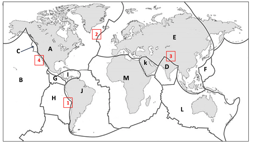 Solved Note the four numbered, red boxes on the map. As you | Chegg.com