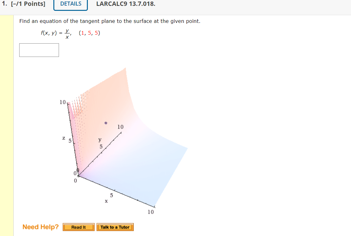 Solved Find An Equation Of The Tangent Plane To The Surface