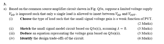 Solved a) Based on the common source amplifier circuit shown | Chegg.com