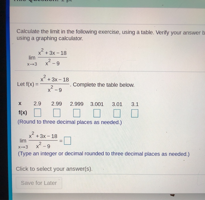 Solved Calculate The Limit In The Following Exercise, Using | Chegg.com