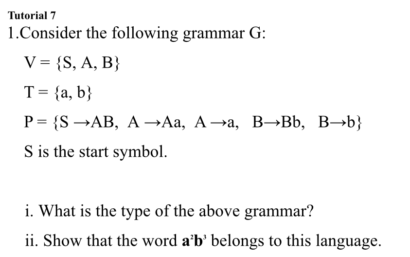 Solved Tutorial 71.Consider The Following Grammar G | Chegg.com