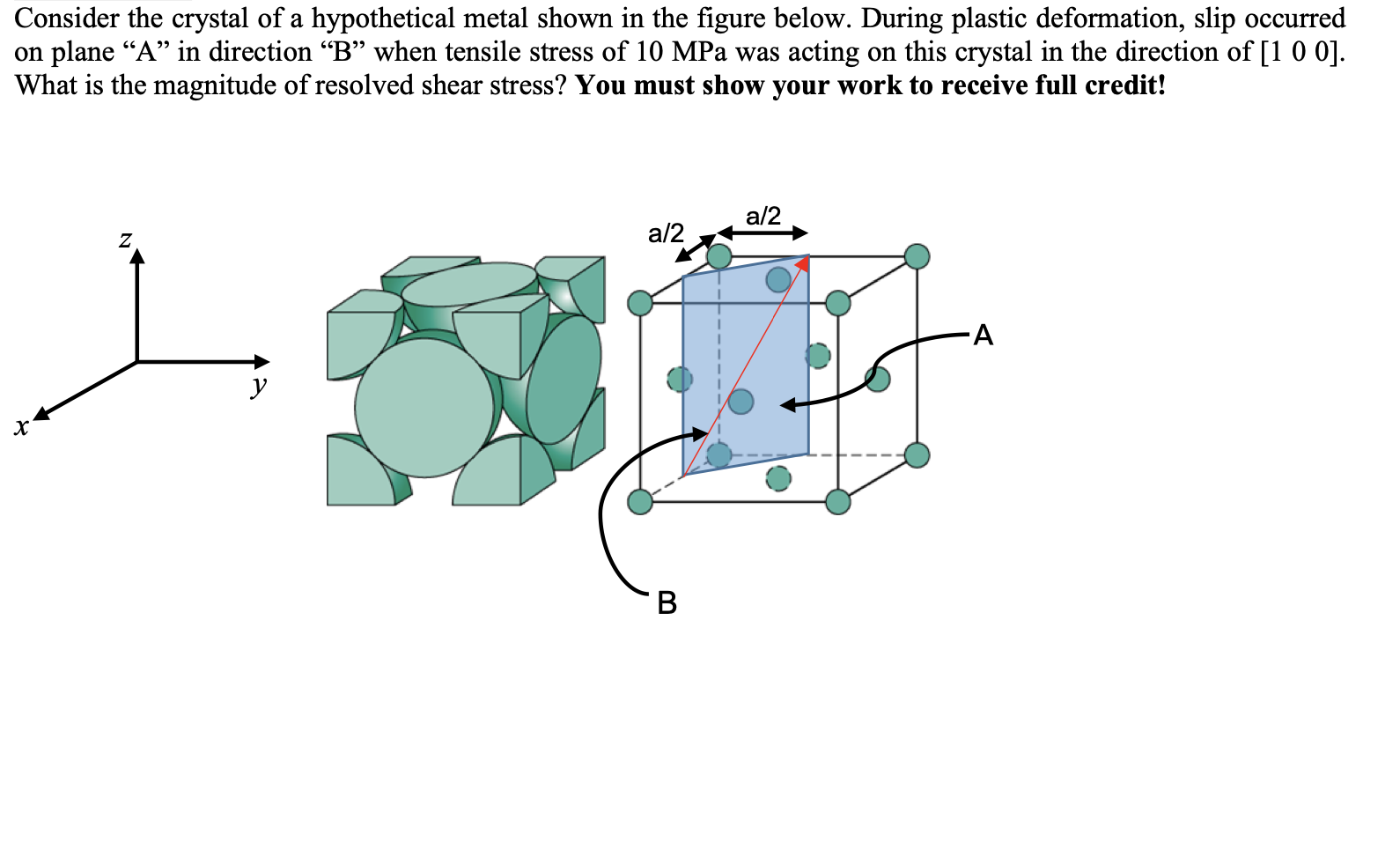 Solved Consider the crystal of a hypothetical metal shown in | Chegg.com