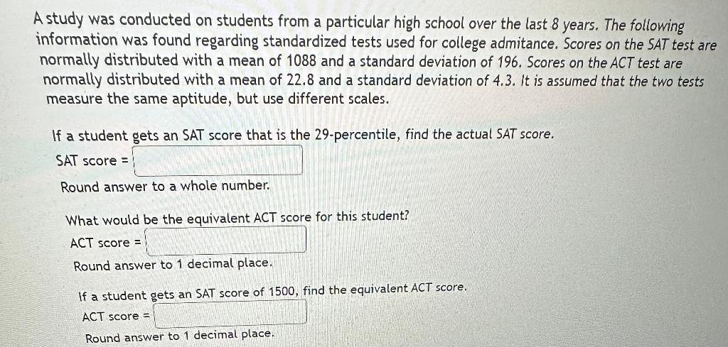 Solved A study was conducted on students from a particular | Chegg.com