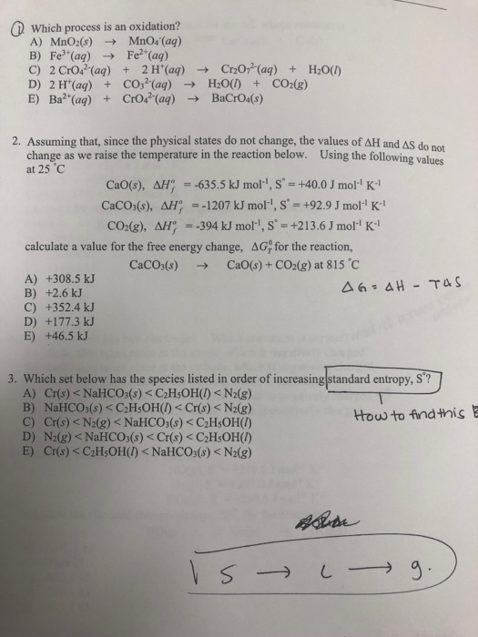 Solved Which process is an oxidation? A) MnO2(s)MnO4 (aq) B) | Chegg.com