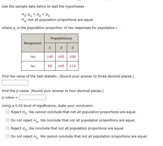 Solved Use the sample data below to test the hypotheses Ho: | Chegg.com