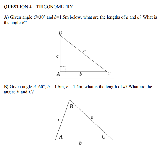 Solved QUESTION 4 - TRIGONOMETRY A) Given angle C=30° and | Chegg.com